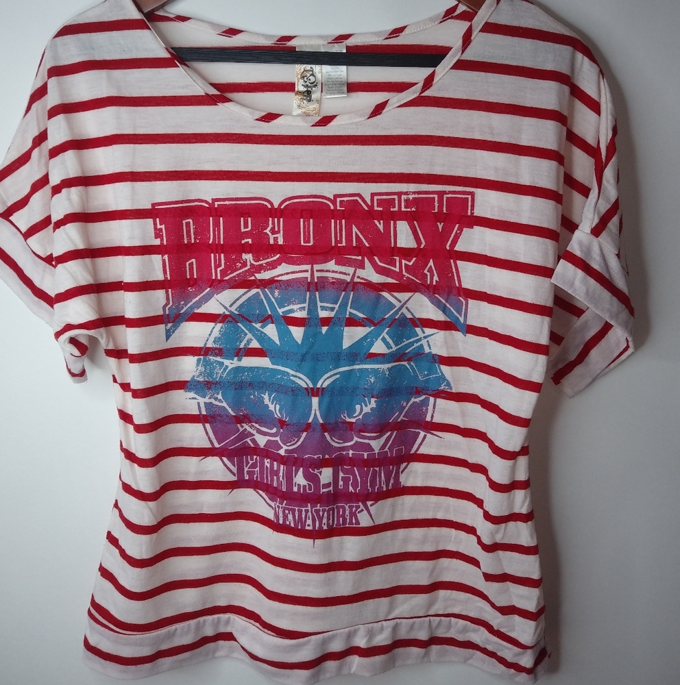 Bronx Girls Gym of NY M Red Striped Top